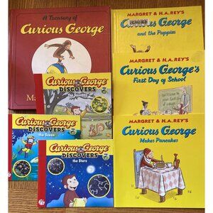14 Curious George Stories in 7 Book Lot Treasury Puppies Pancakes Star First Day